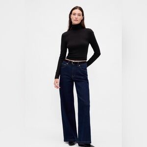 GAP Modern Tee Mock Neck LS Shirt XXS Black NWT Classic